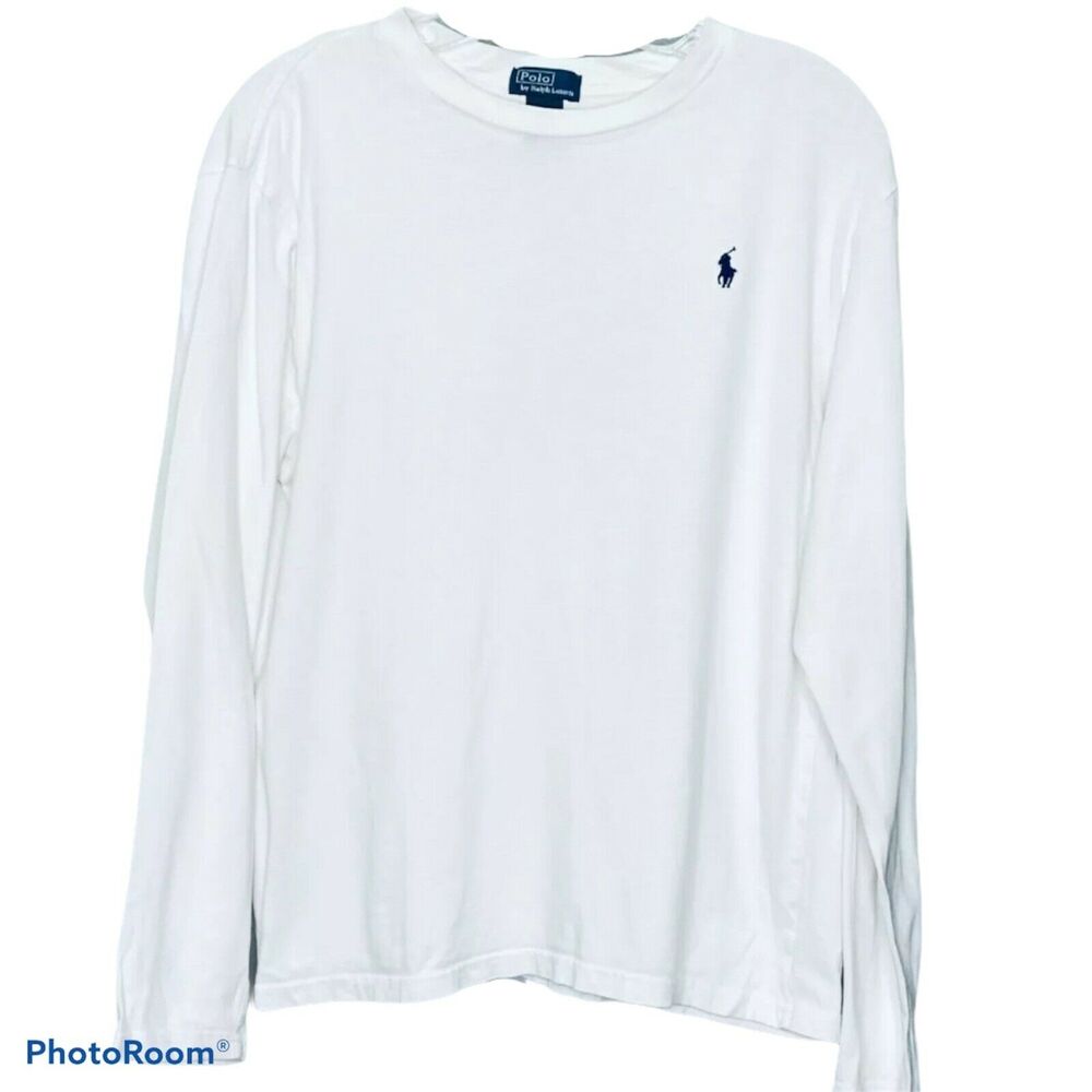 Polo Ralph Lauren Boy's Shirt Long Sleeve Preppy White Crew Neck Country Club L